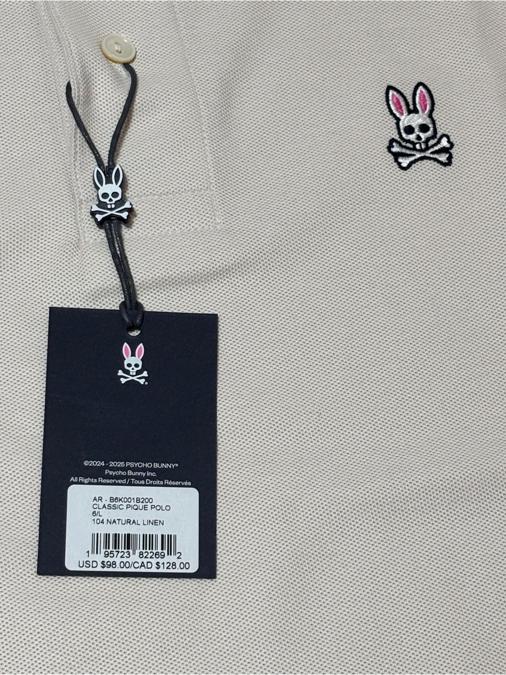 Psycho Bunny Men's Polo in Light Beige with Logo - Picture 6 of 6